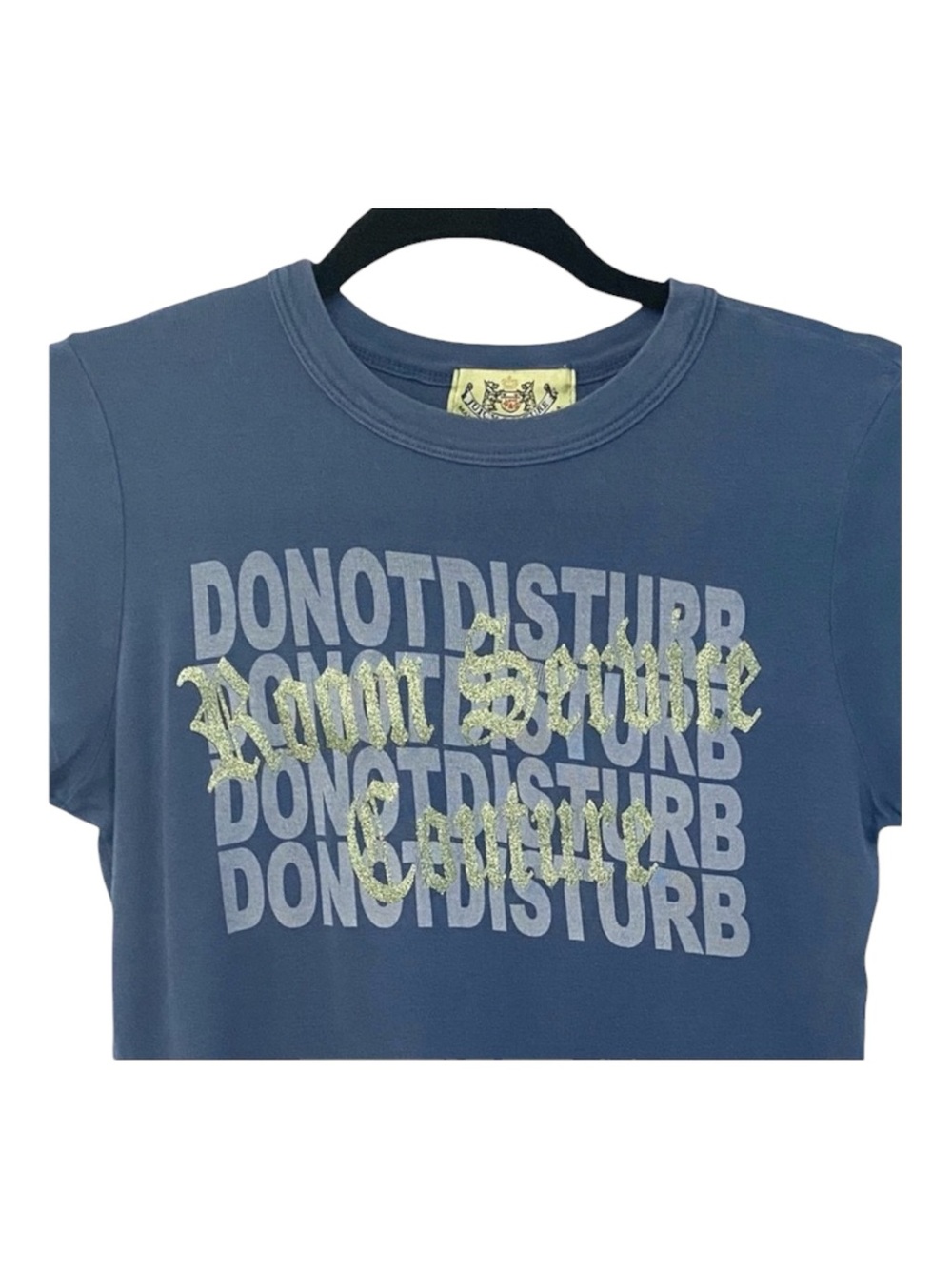 90’s: OG Juicy Couture ✌︎︎ Do Not Disturb Graphic Glitter Baby T Shirt ✌︎︎ Navy - Picture 5 of 16